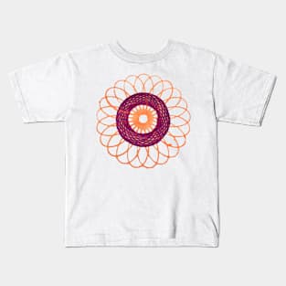 Spirograph Vibrant--Orange Flower Pattern Kids T-Shirt